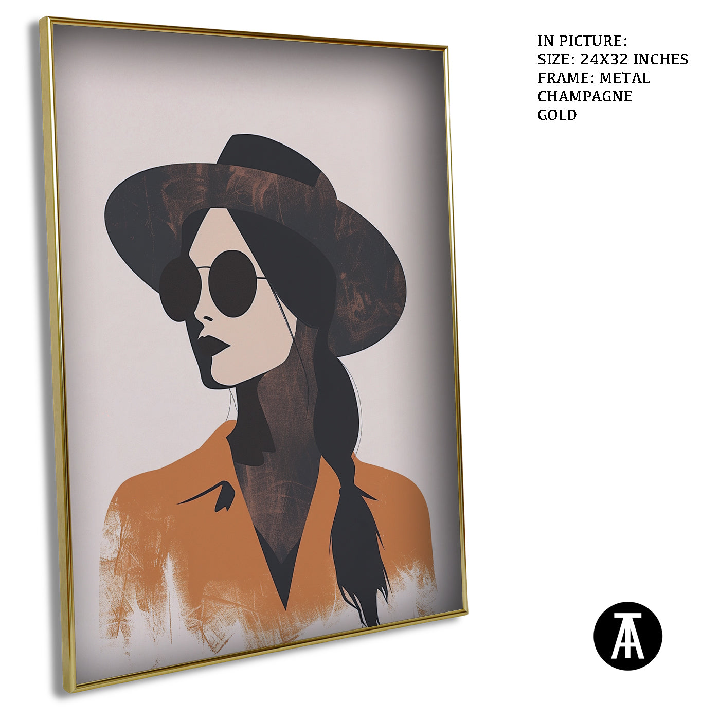Artwork in Metal Champagne Gold Frame