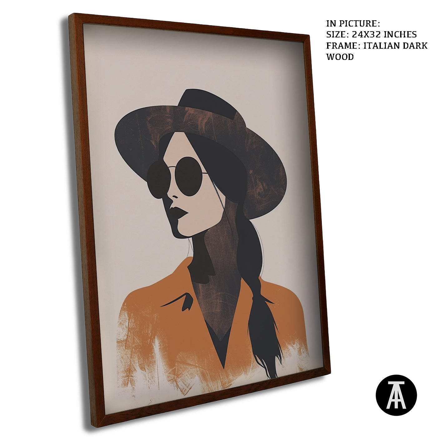 Artwork in Dark Wood Frame