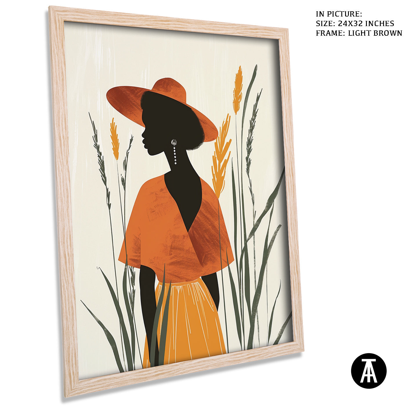 Artwork in Light Brown Frame