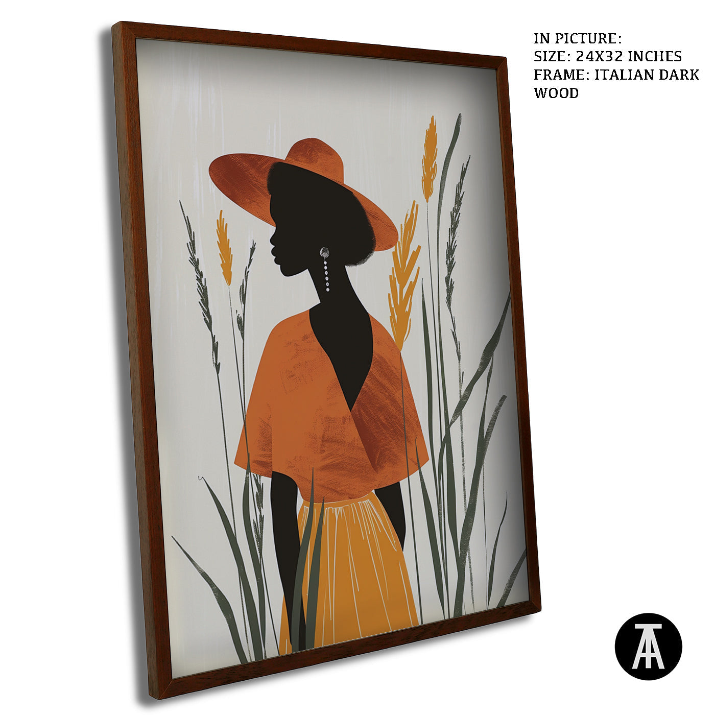 Artwork in Dark Wood Frame
