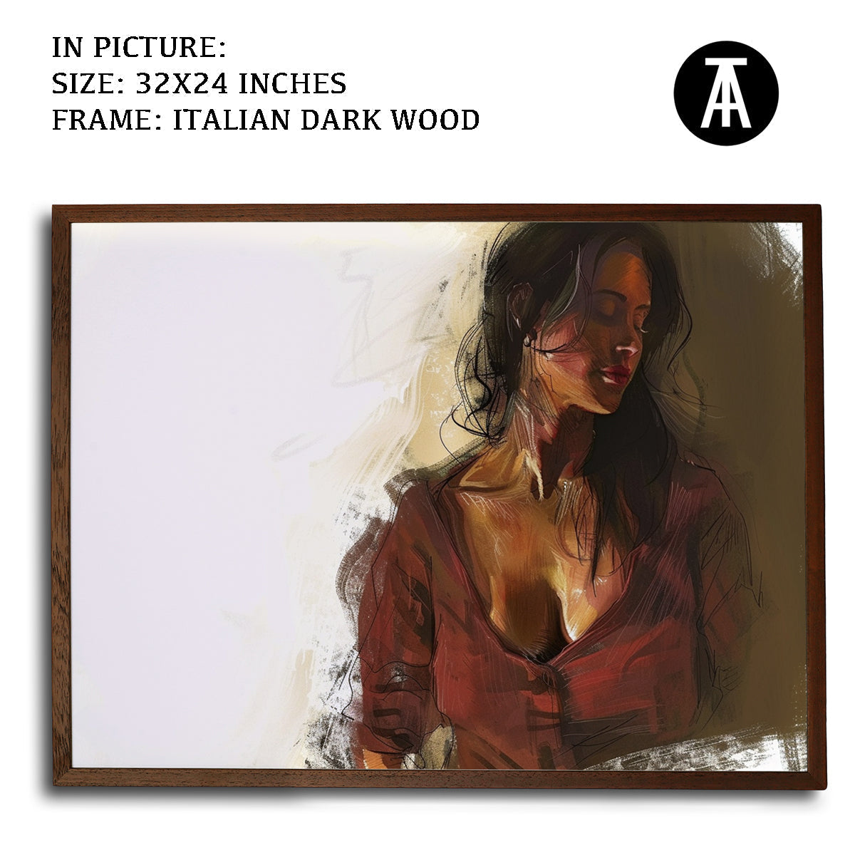 Artwork in Dark Wood Frame