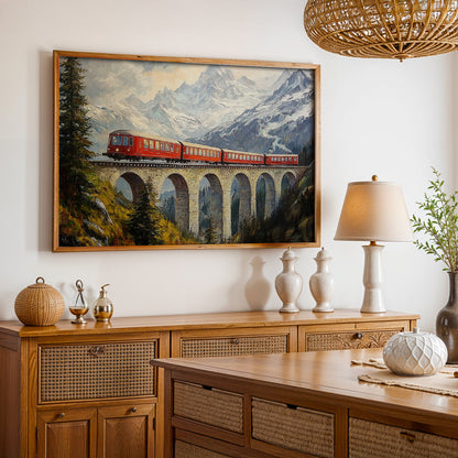Swiss Alps Painting in a Lifestyle Setting