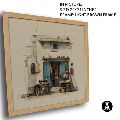 Artwork in Light Brown Frame