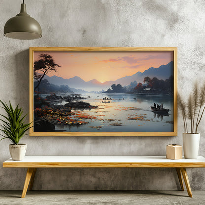 Panoramic Indian Painting in a Lifestyle Setting
