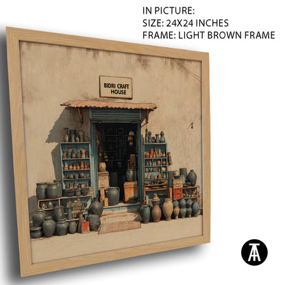 Artwork in Light Brown Frame