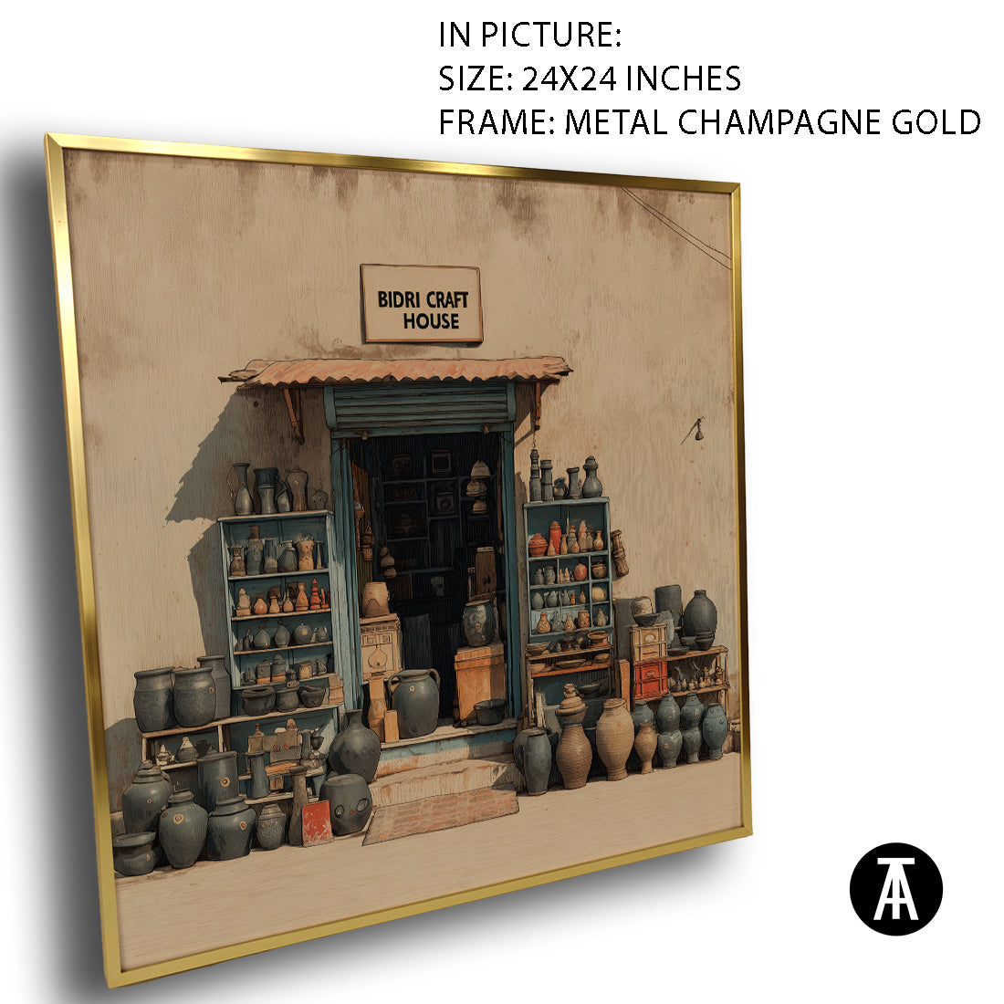 Artwork in Metal Champagne Gold Frame