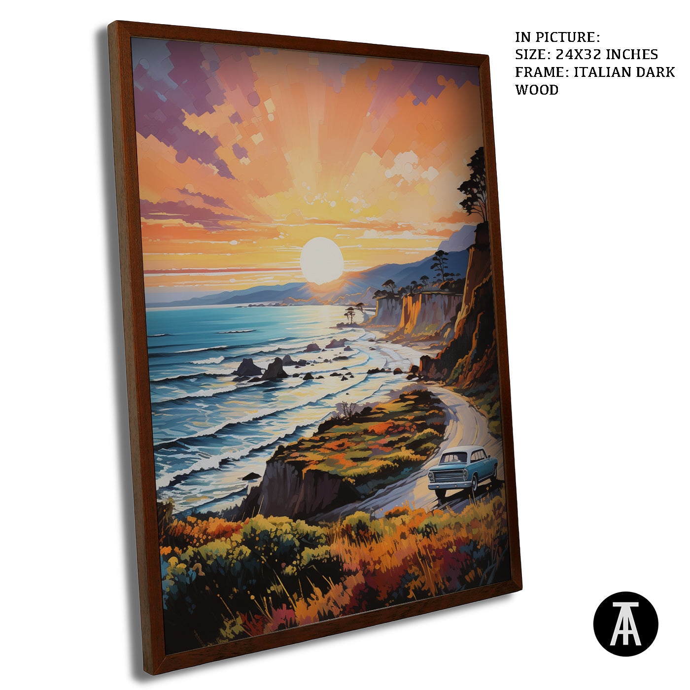 Artwork in Dark Wood Frame