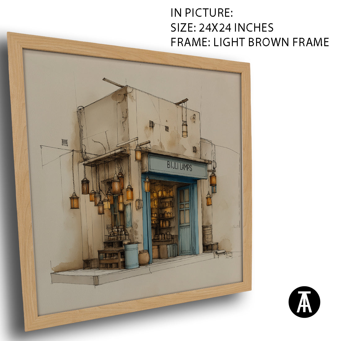 Artwork in Light Brown Frame