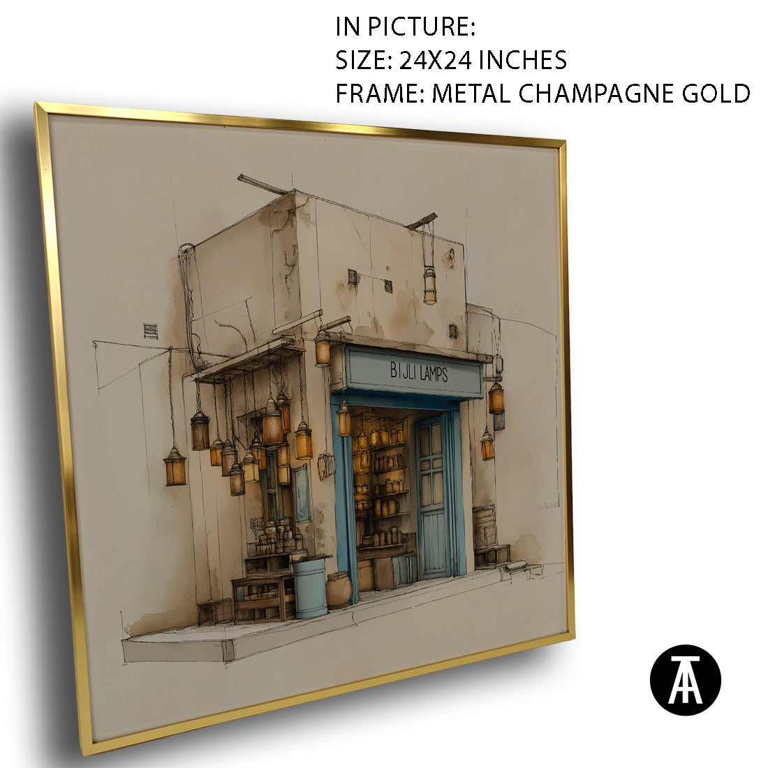 Artwork in Metal Champagne Gold Frame