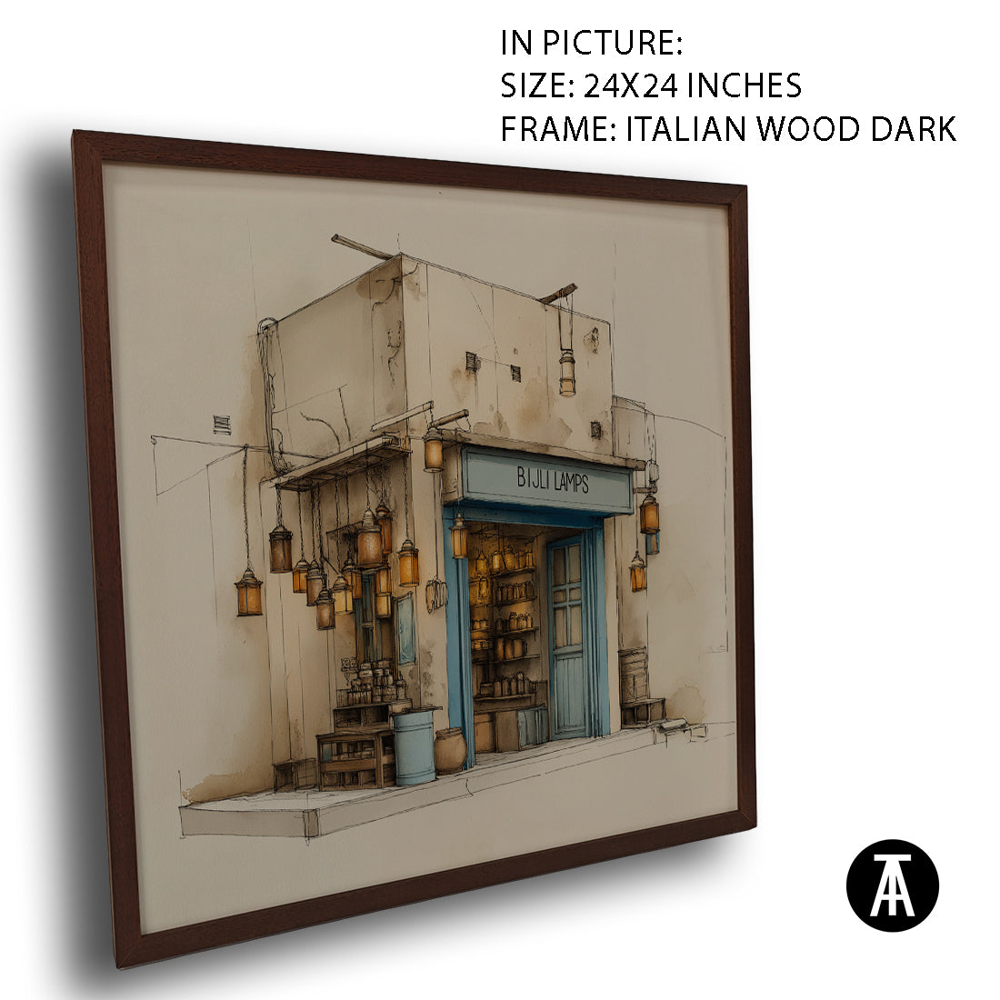 Artwork in Dark Wood Frame
