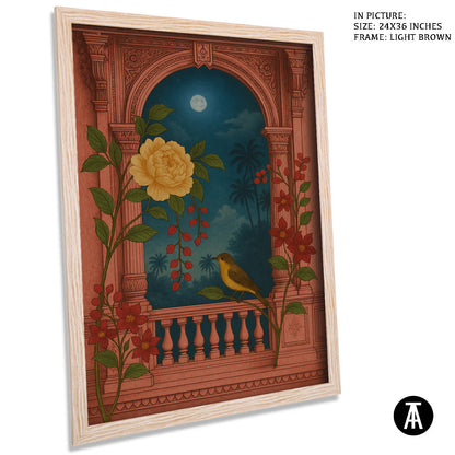 Artwork in Light Brown Frame