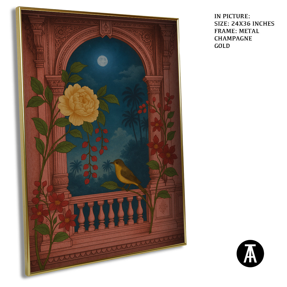 Artwork in Metal Champagne Gold Frame