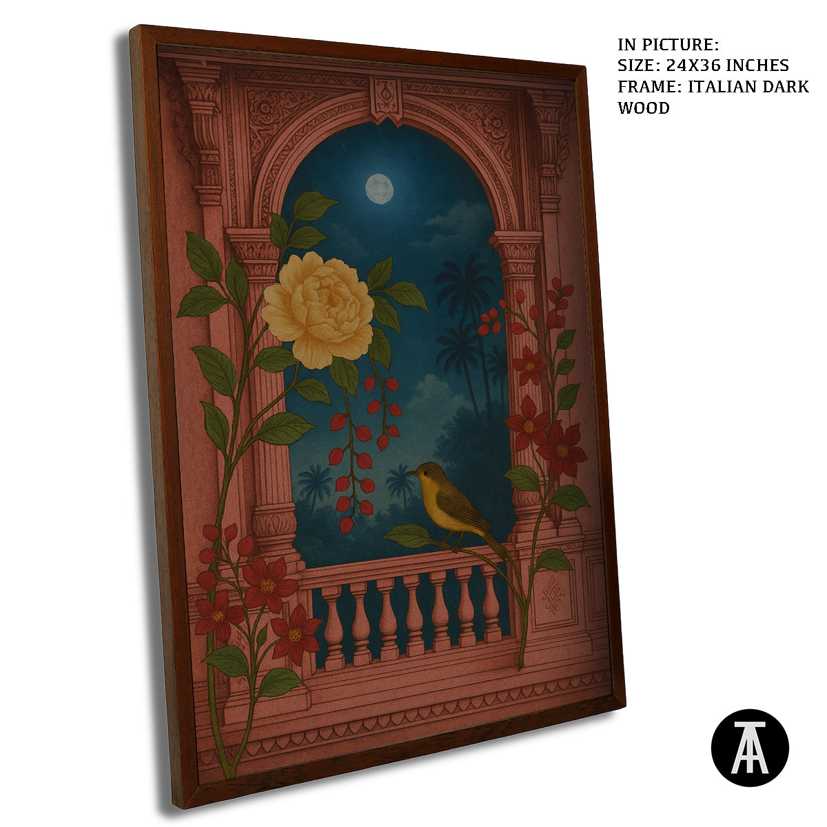 Artwork in Dark Wood Frame