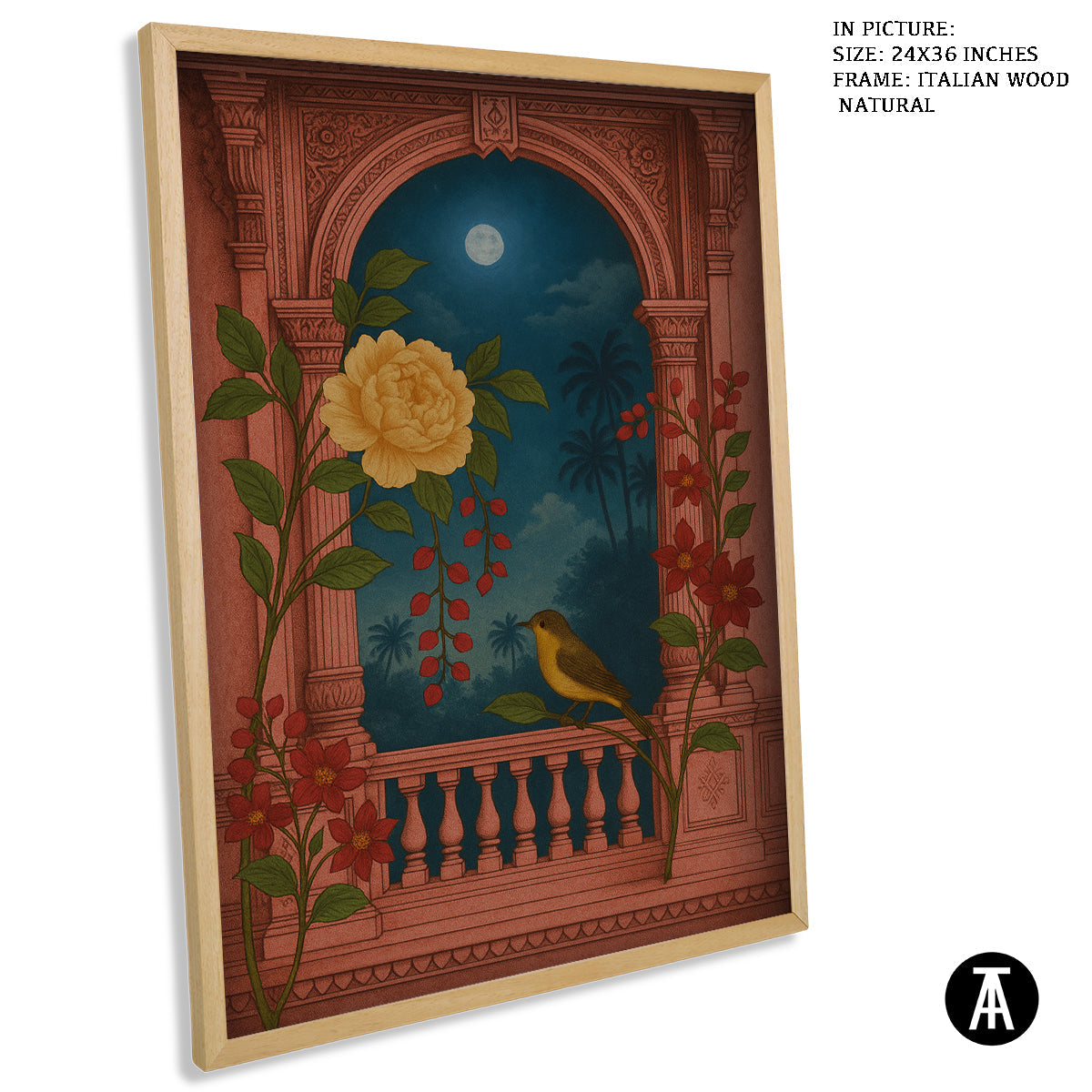 Artwork in Natural Wood Frame