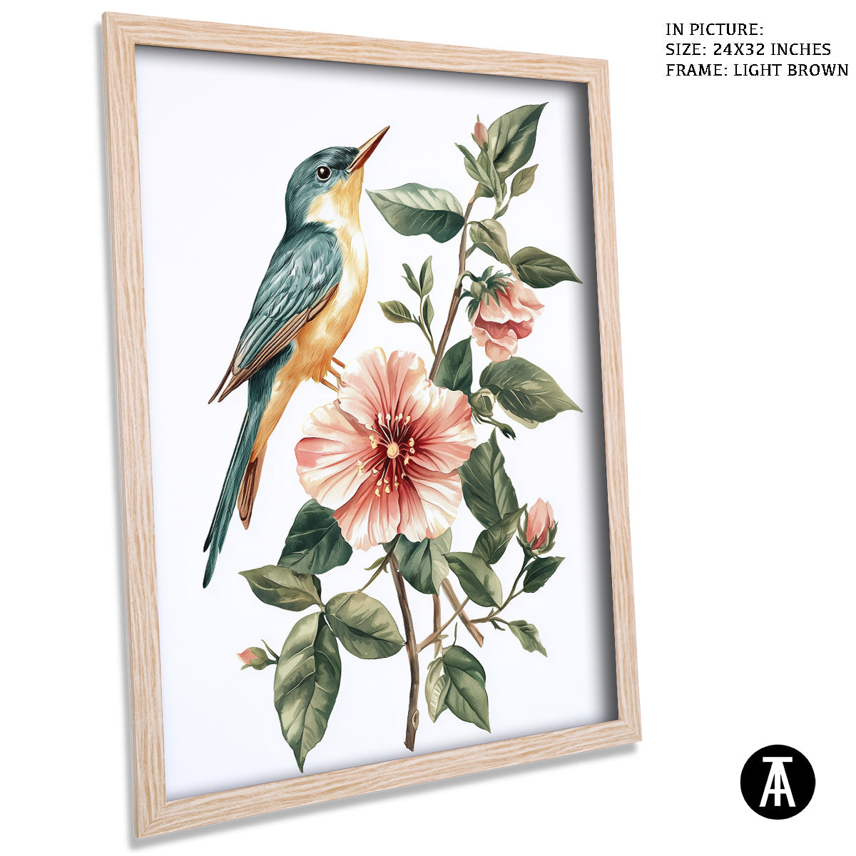 Sample Artwork in Light Brown Frame