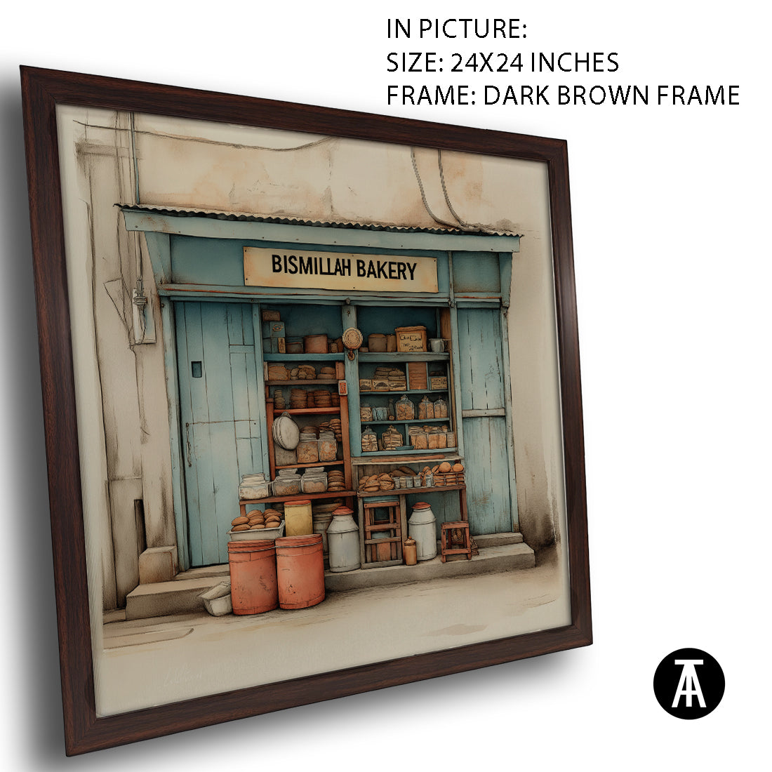 Artwork in Dark Brown Frame