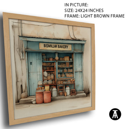 Artwork in Light Brown Frame