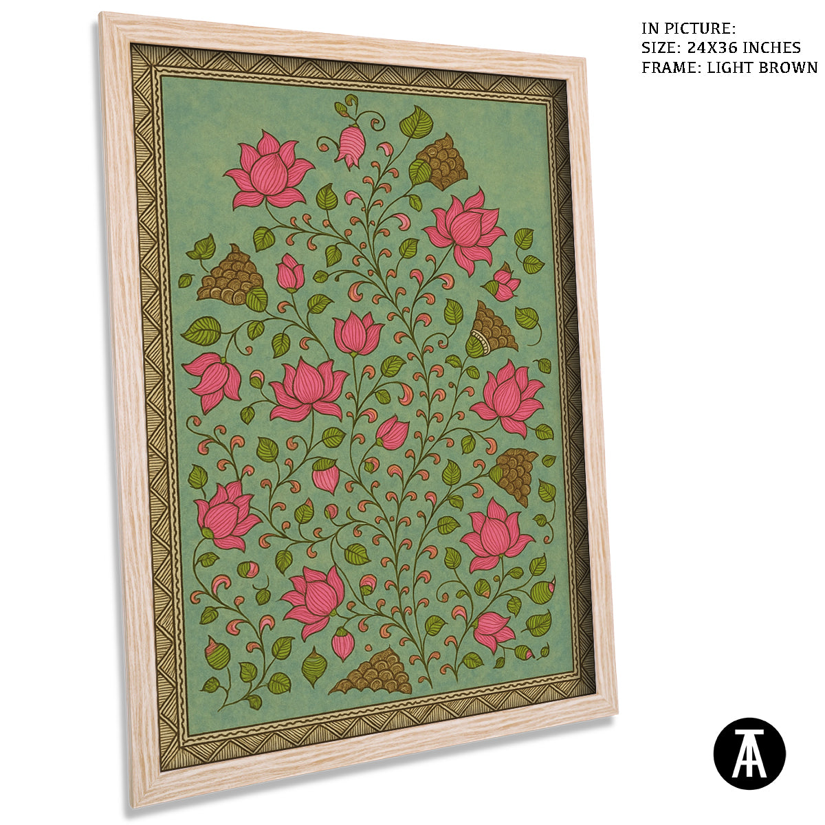 Artwork in Light Brown Frame