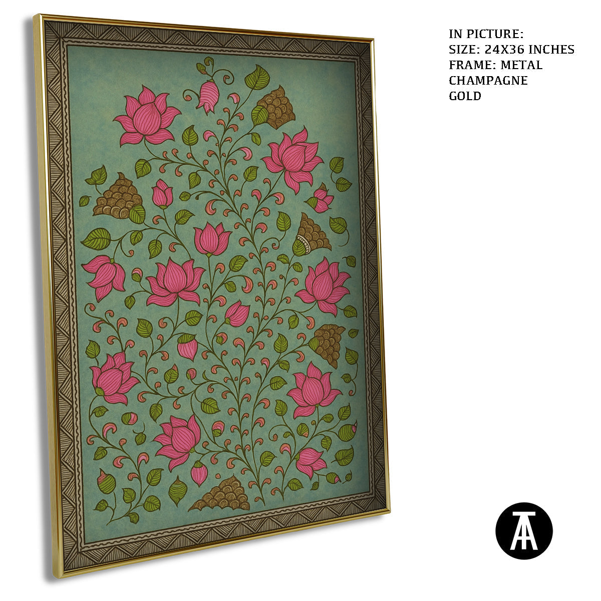 Artwork in Metal Champagne Gold Frame