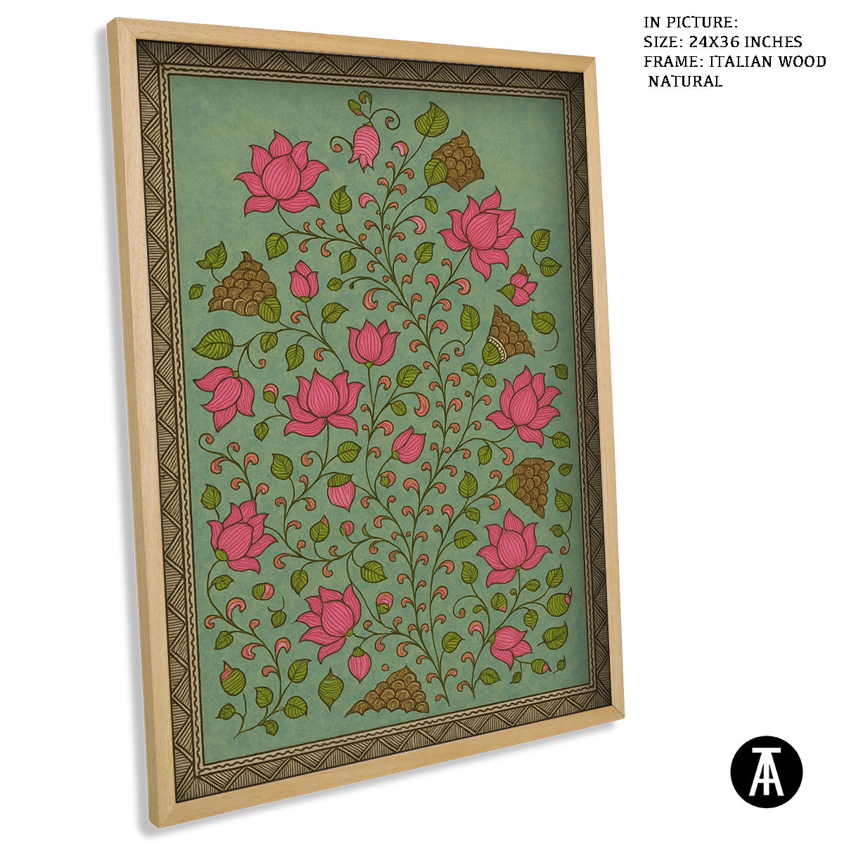 Artwork in Natural Wood Frame