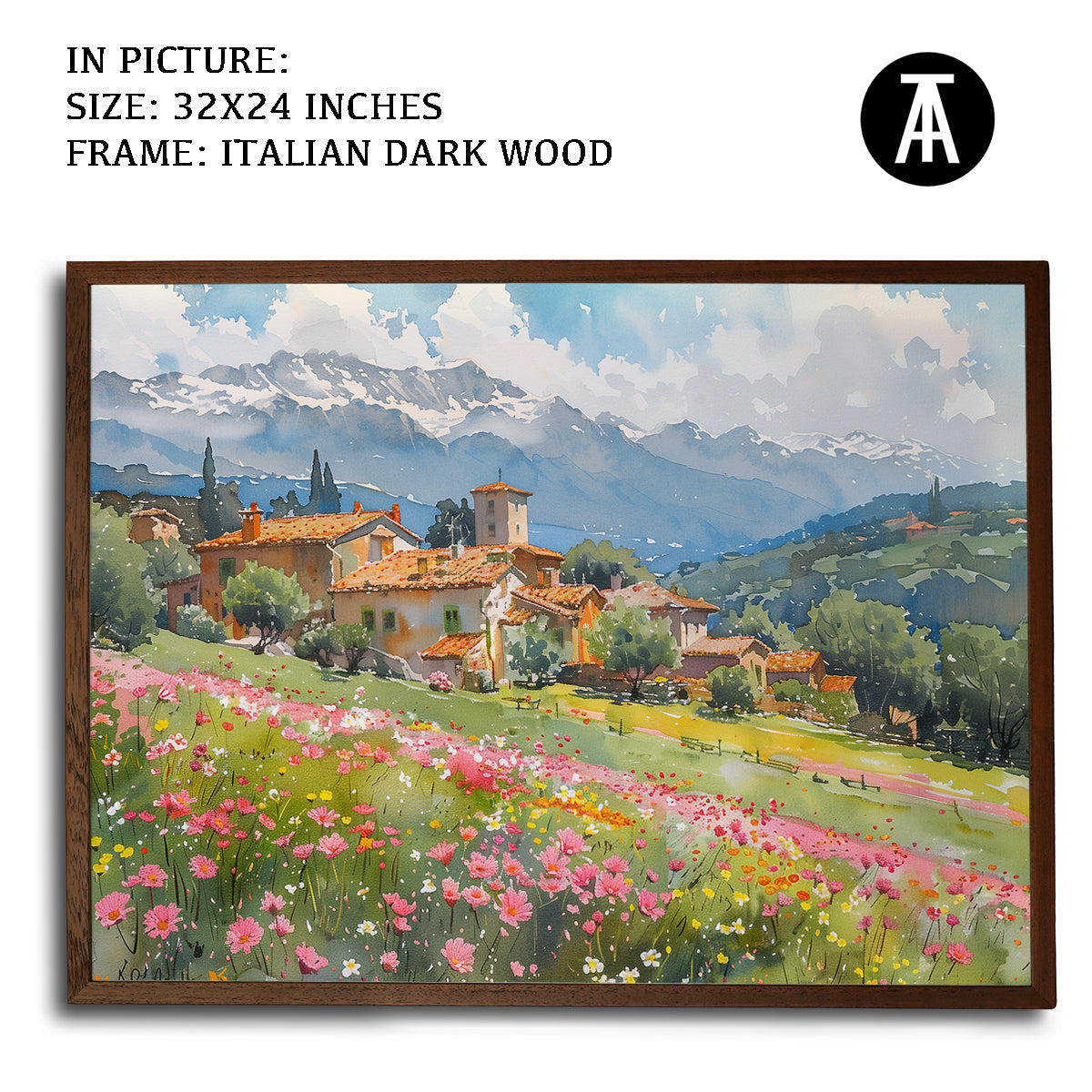 Artwork in Dark Wood Frame