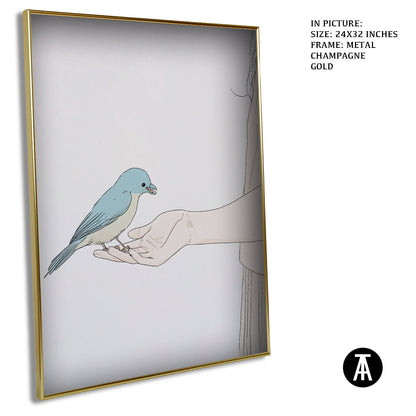 Artwork in Light Brown Frame