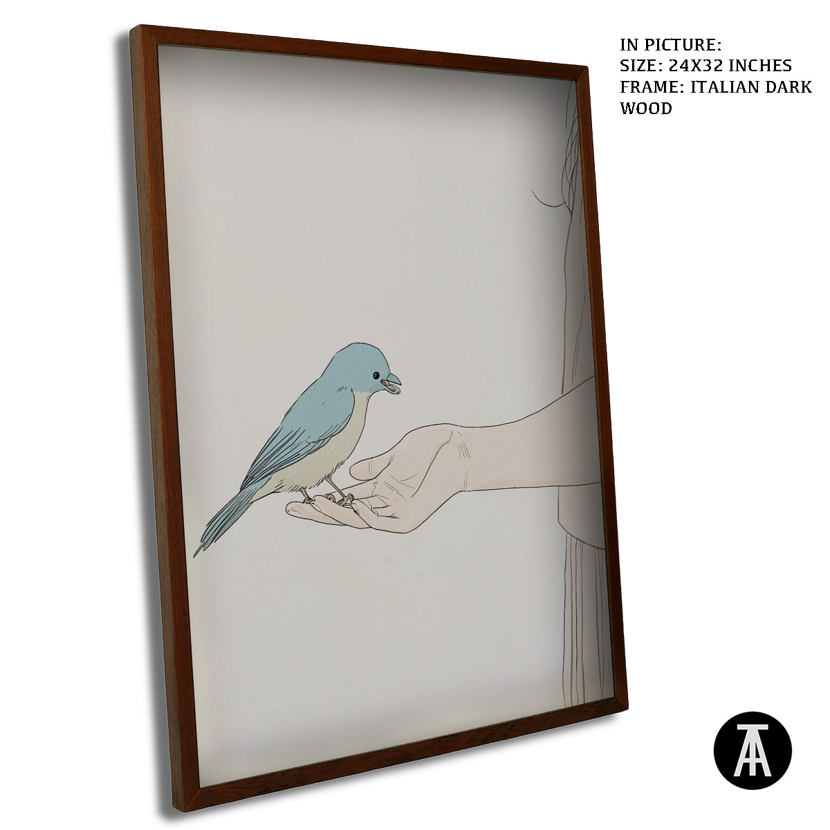Artwork in Dark Wood Frame