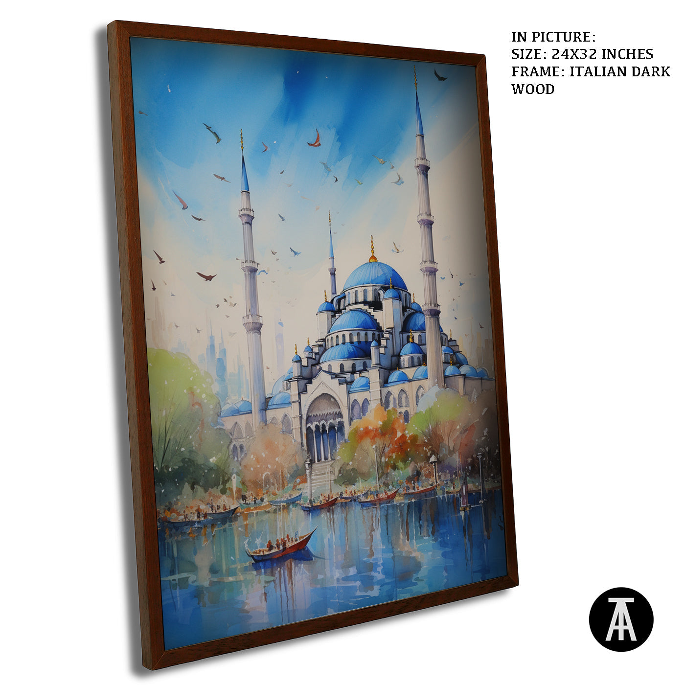 Artwork in Dark Wood Frame