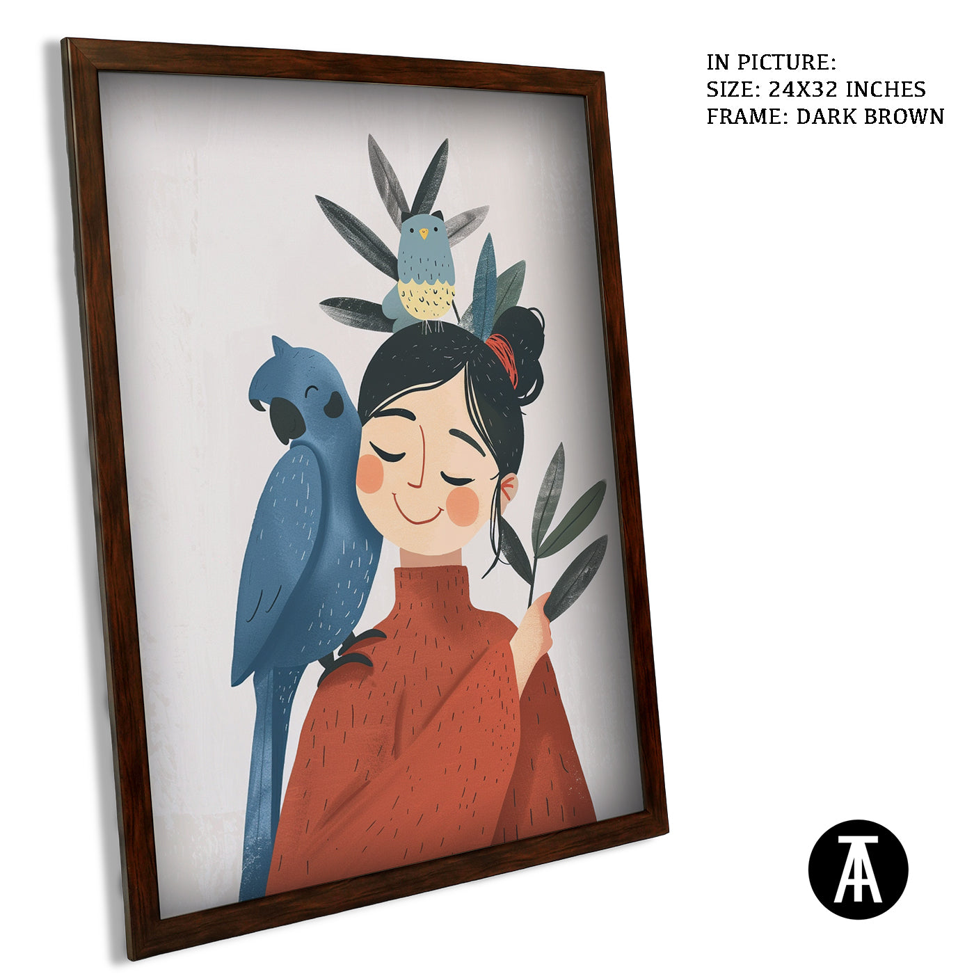 Artwork in Dark Brown Frame