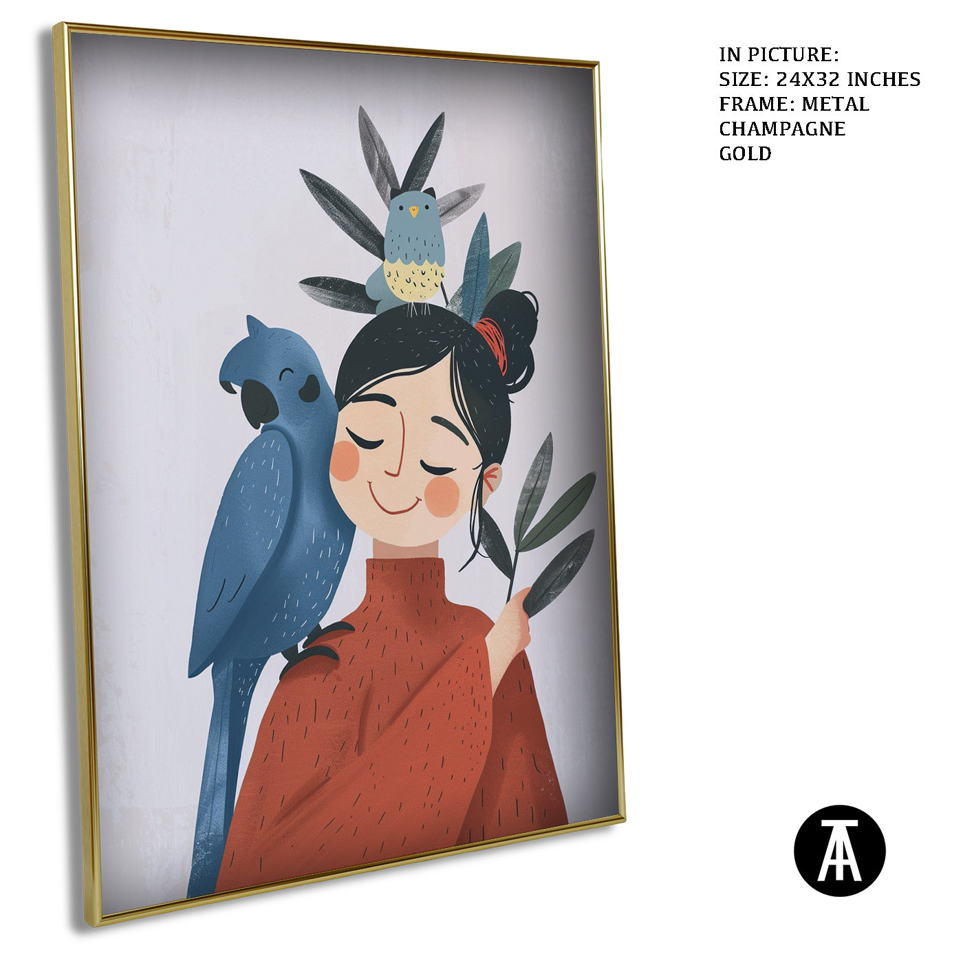 Artwork in Metal Champagne Gold Frame