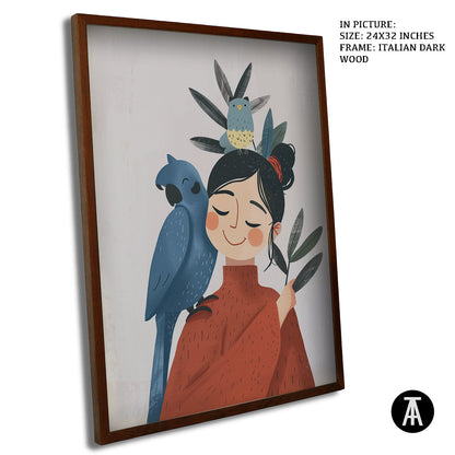 Artwork in Dark Wood Frame