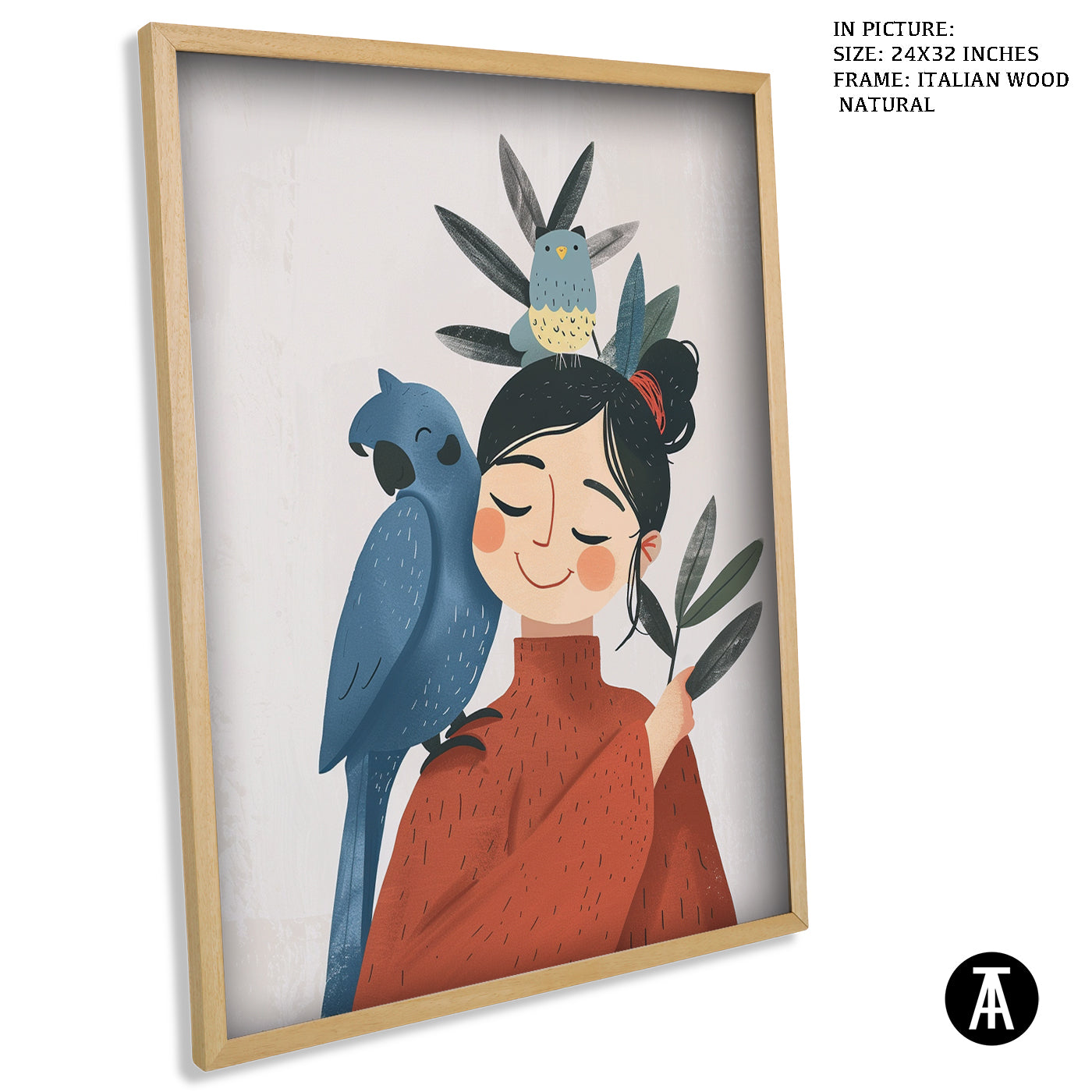 Artwork in Natural Wood Frame