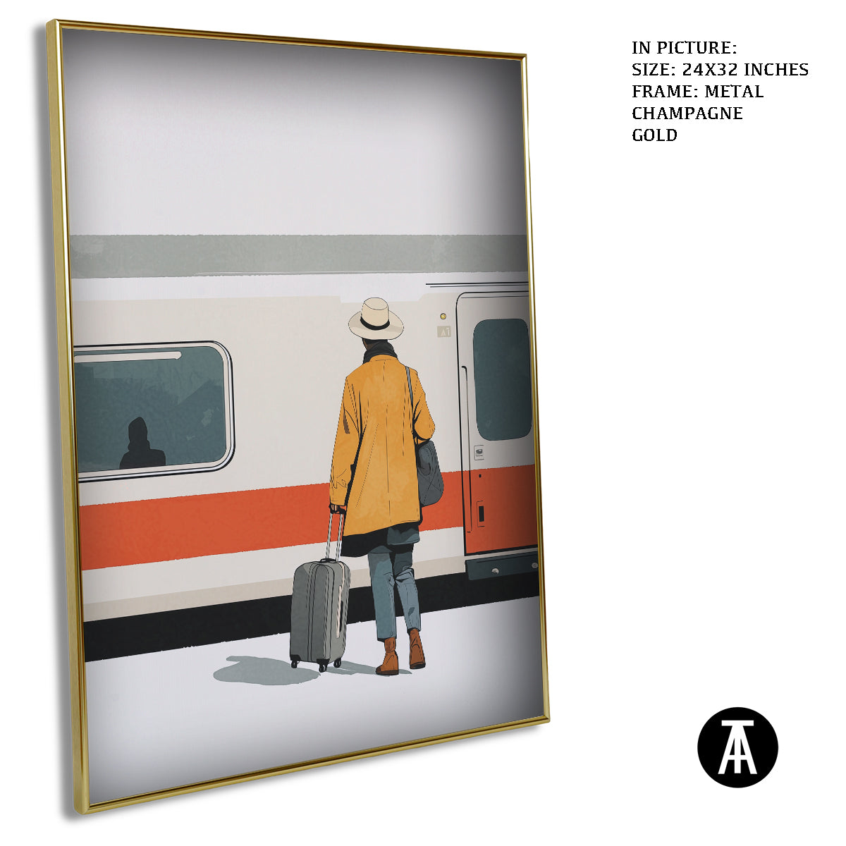 Artwork in Light Brown Frame