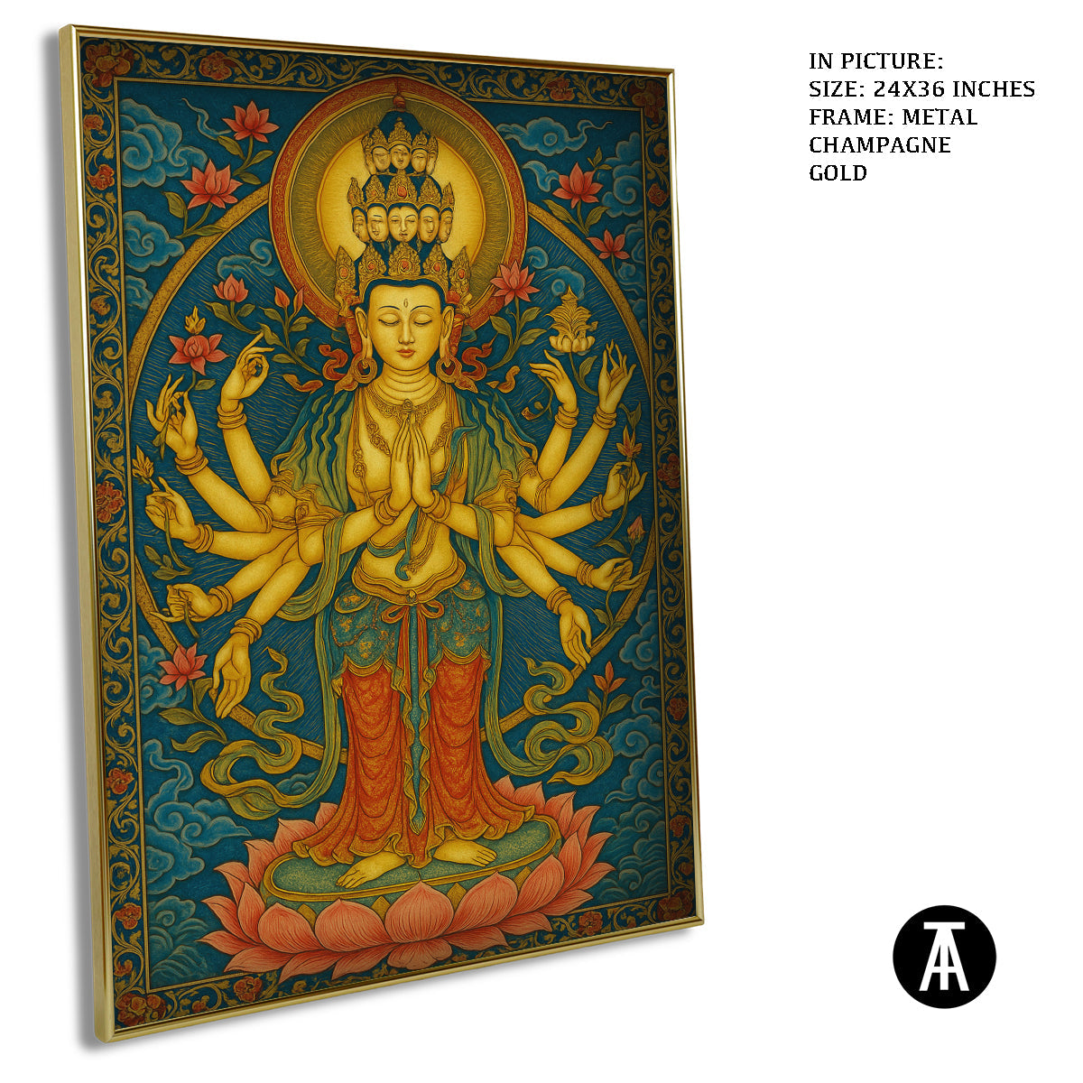 Artwork in Metal Champagne Gold Frame