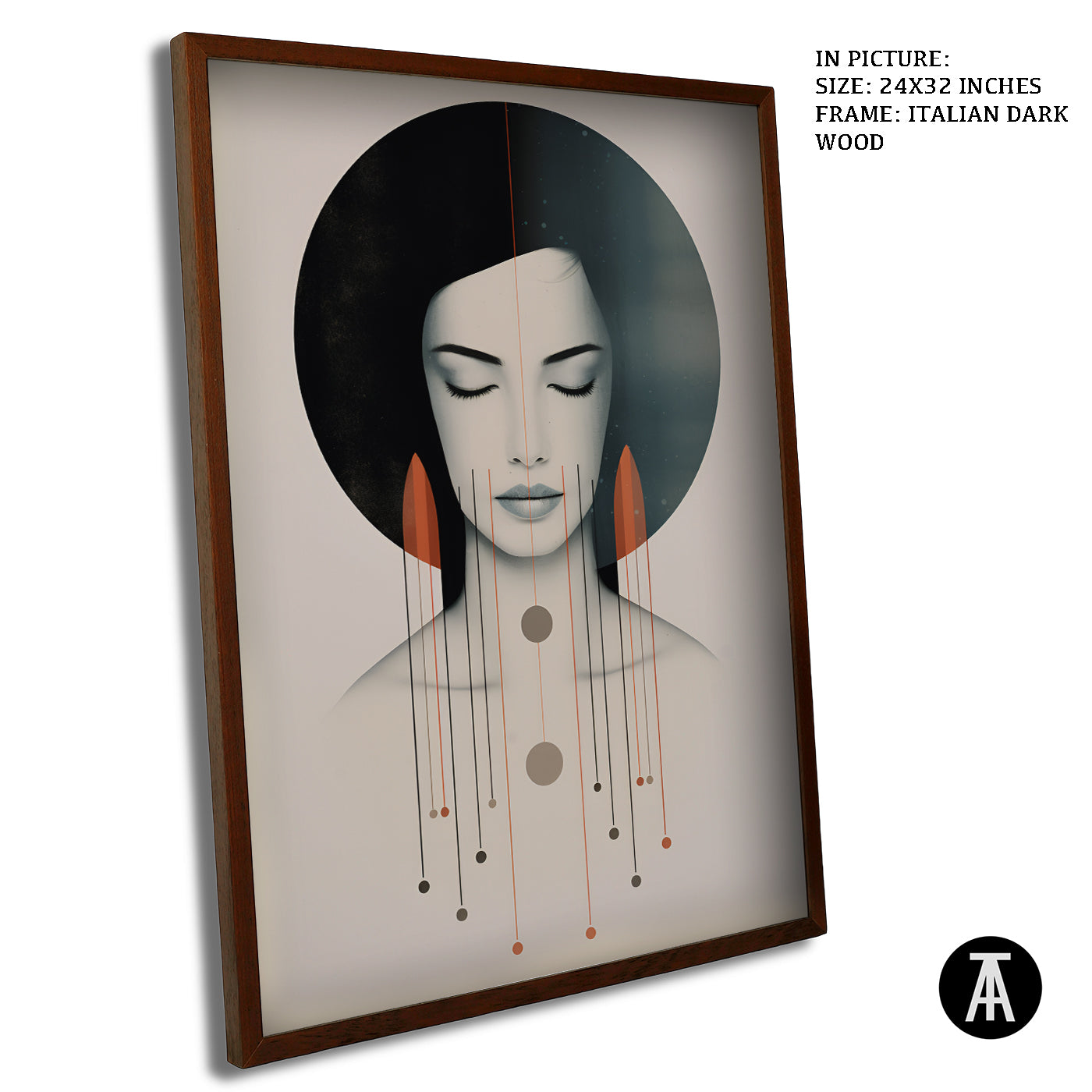 Artwork in Dark Wood Frame