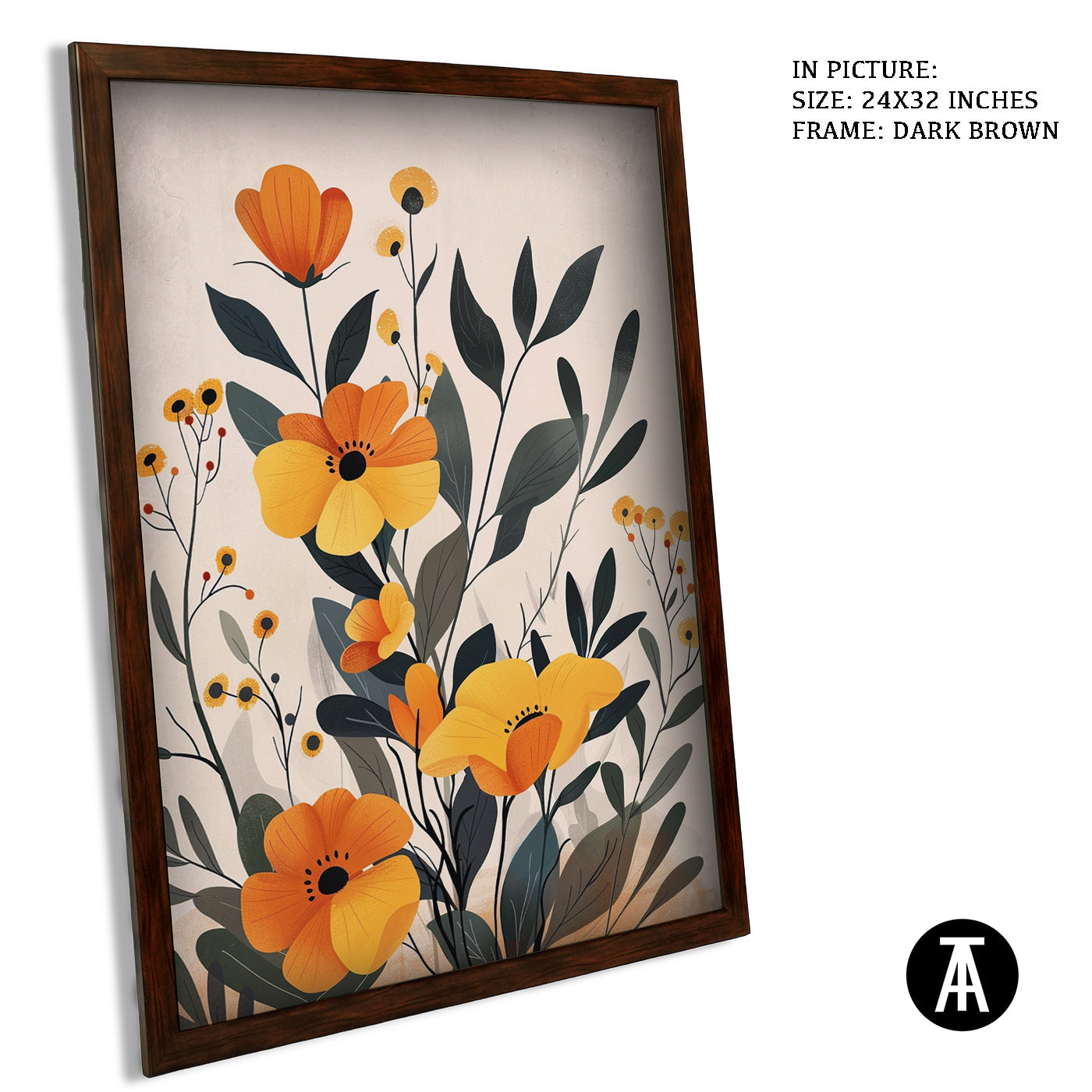 Artwork in Dark Brown Frame