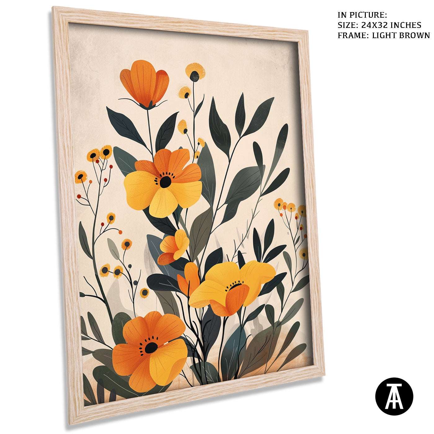 Artwork in Light Brown Frame