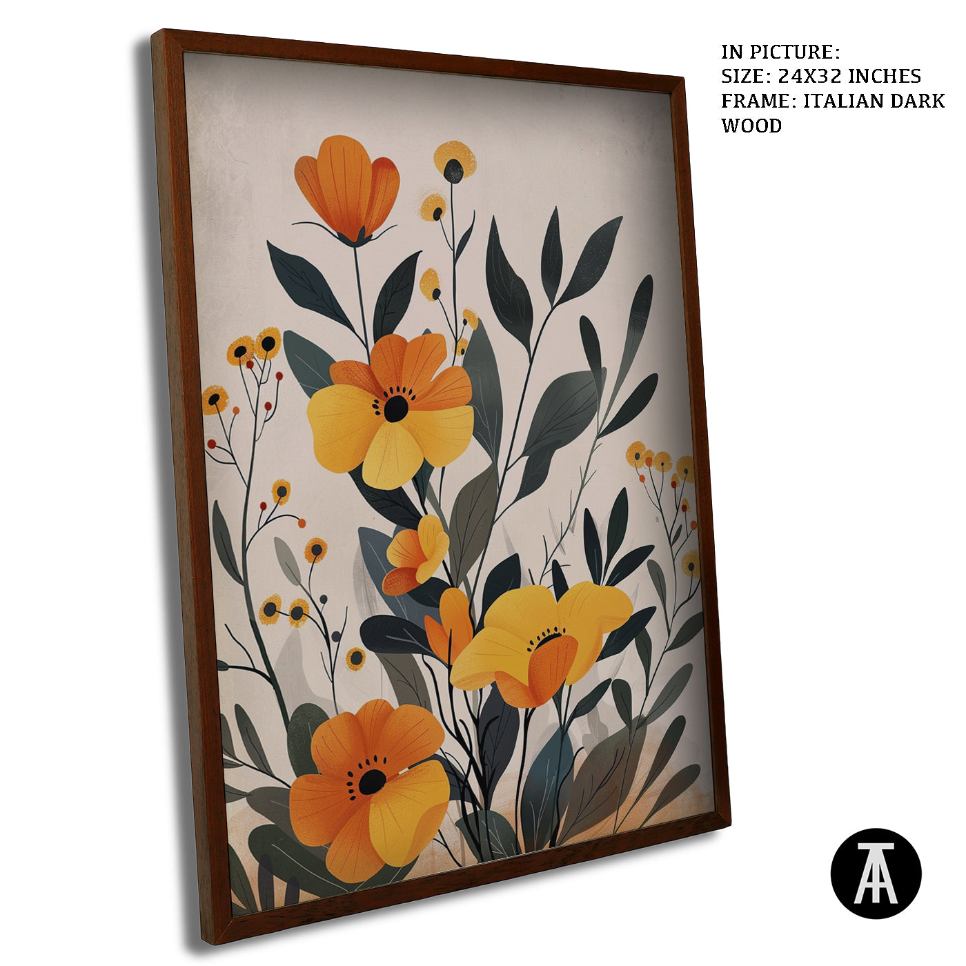 Artwork in Dark Wood Frame