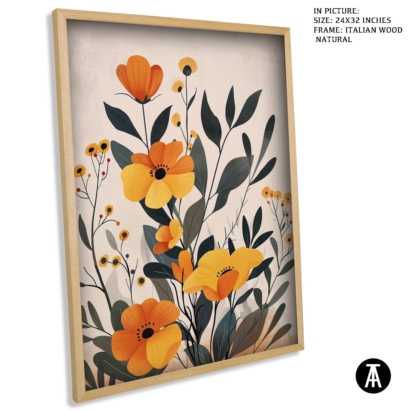 Artwork in Natural Wood Frame