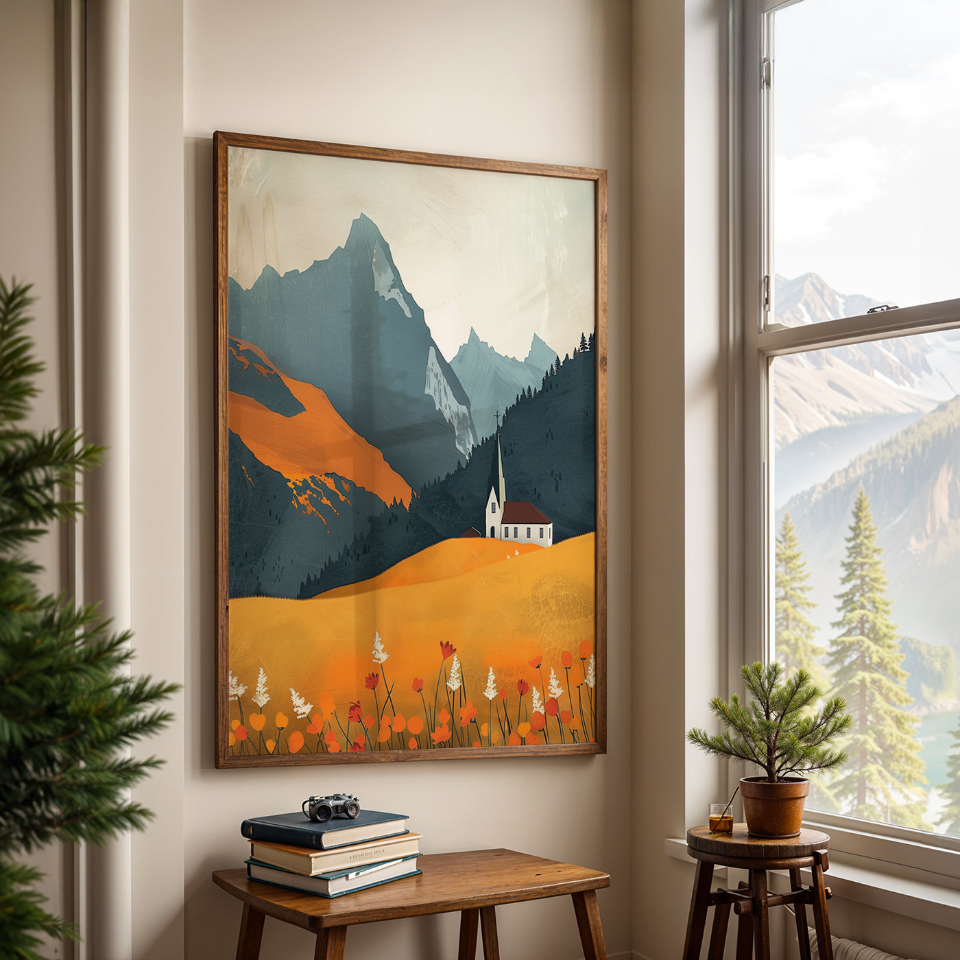 Swiss Alps Painting in a Lifestyle Setting