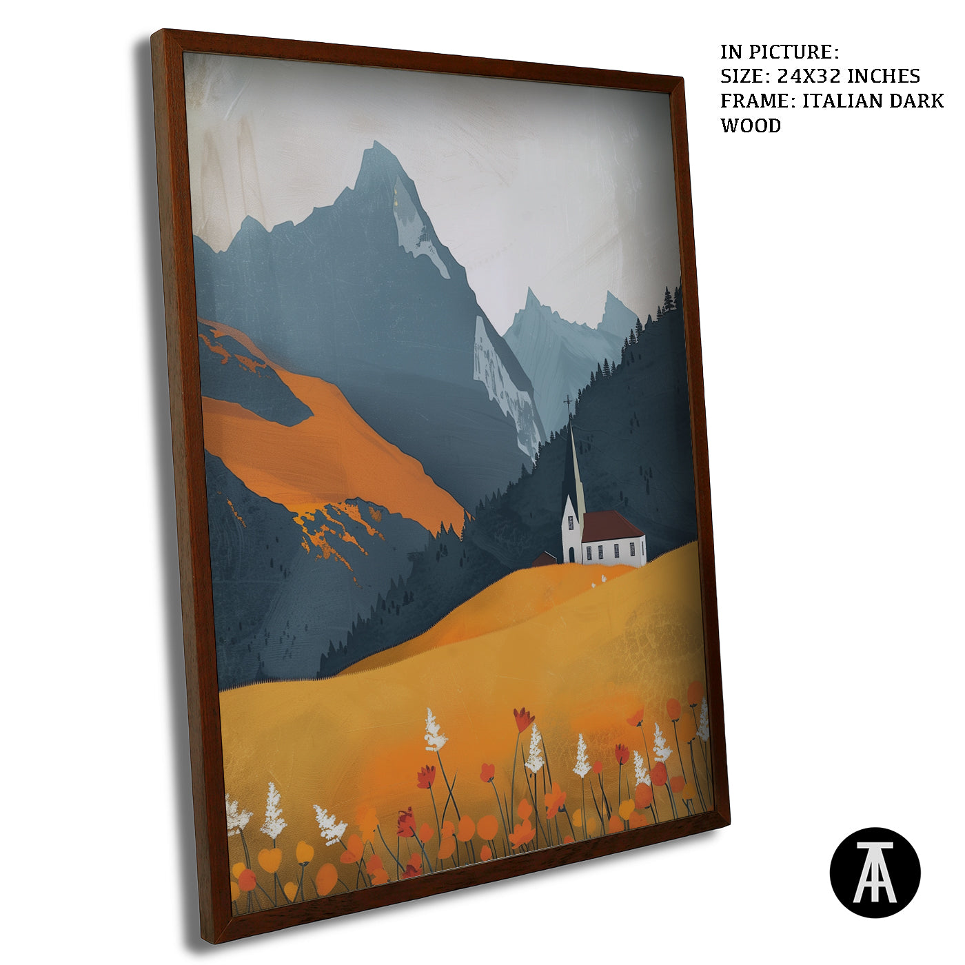 Artwork in Dark Wood Frame