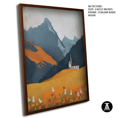 Artwork in Dark Wood Frame