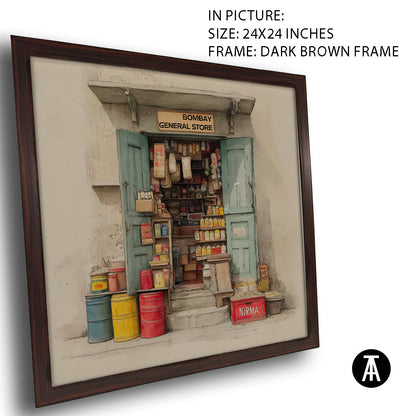 Artwork in Dark Brown Frame