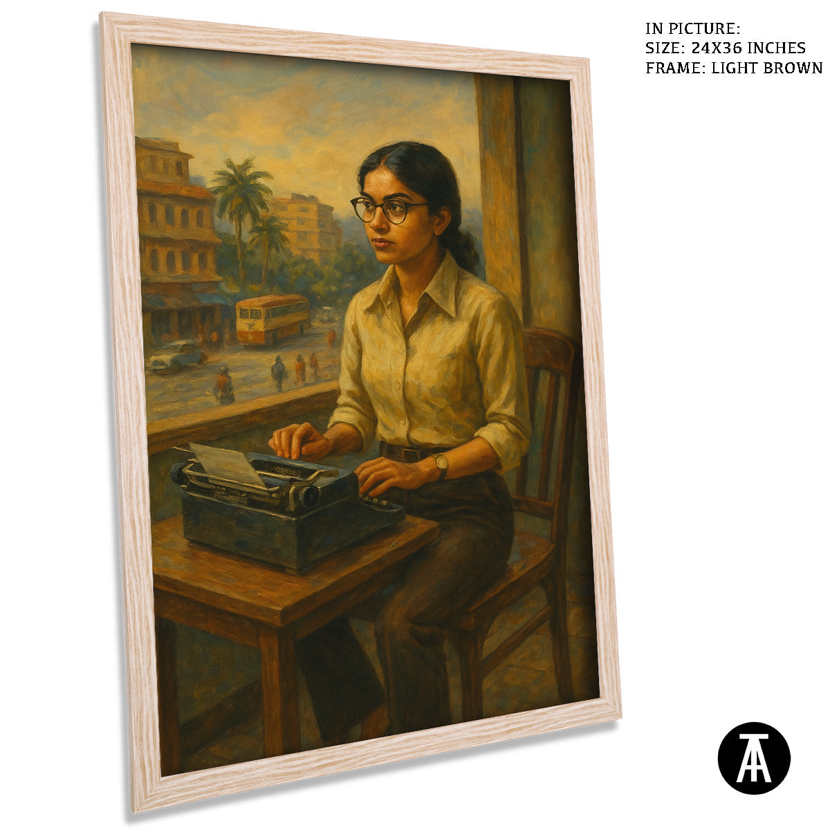 Artwork in Light Brown Frame