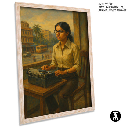 Artwork in Light Brown Frame