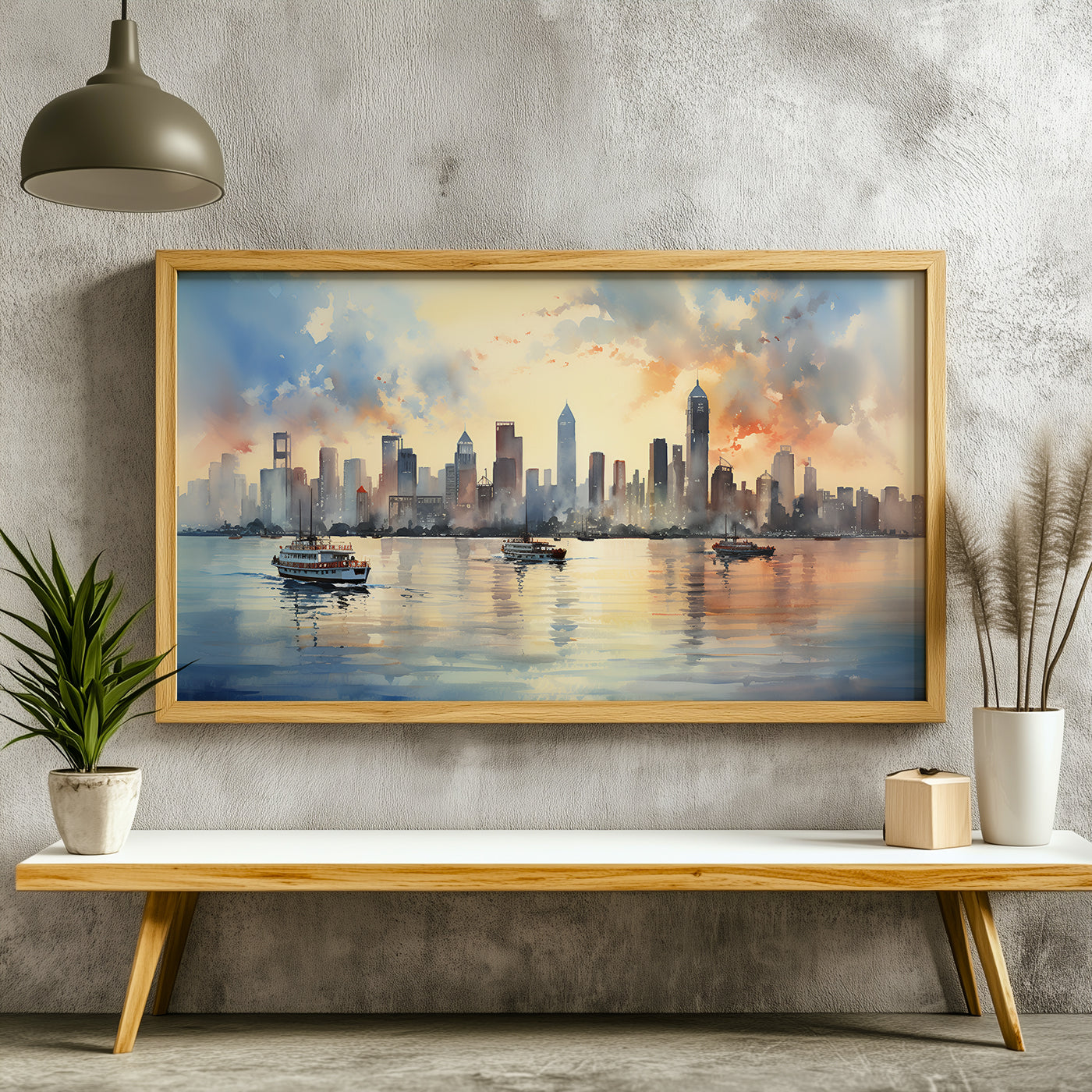 Panoramic Indian Painting in a Lifestyle Setting