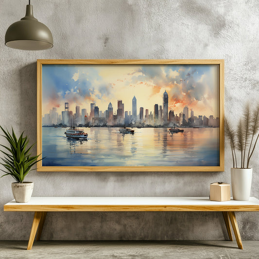 Panoramic Indian Painting in a Lifestyle Setting