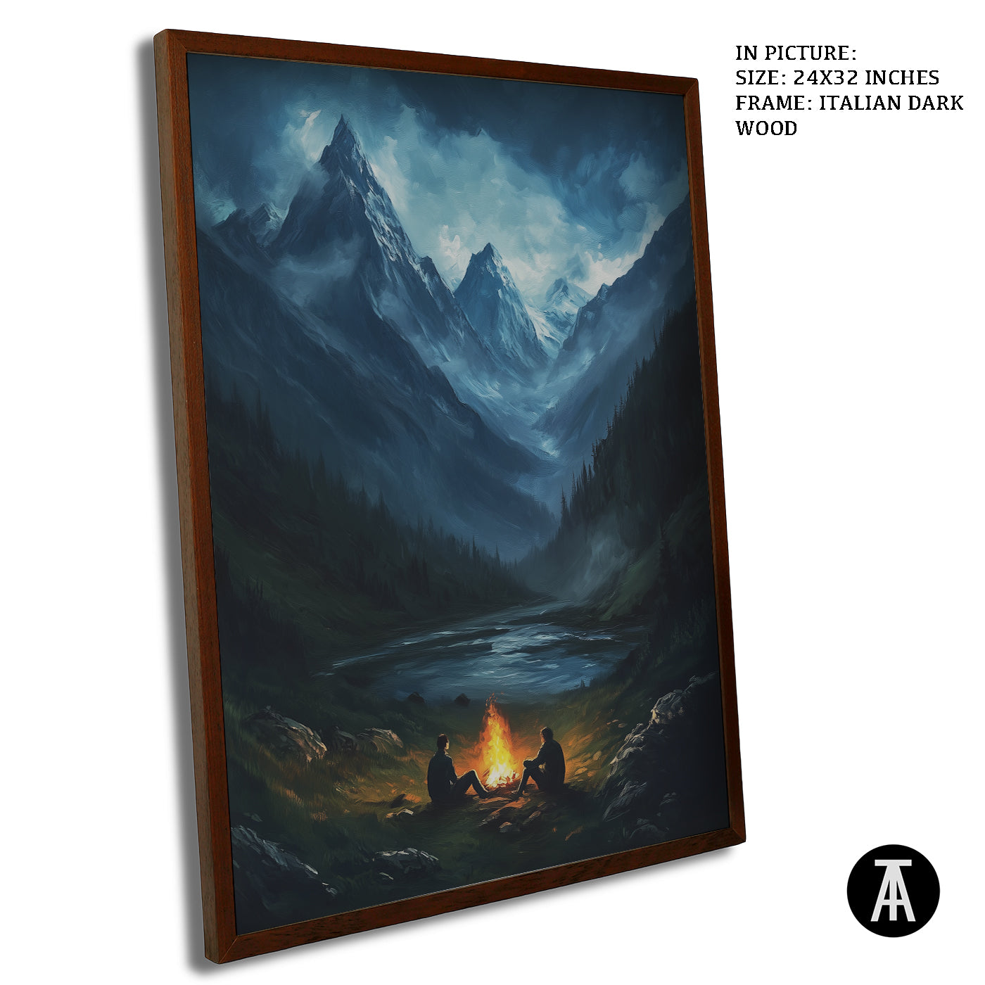 Artwork in Dark Wood Frame