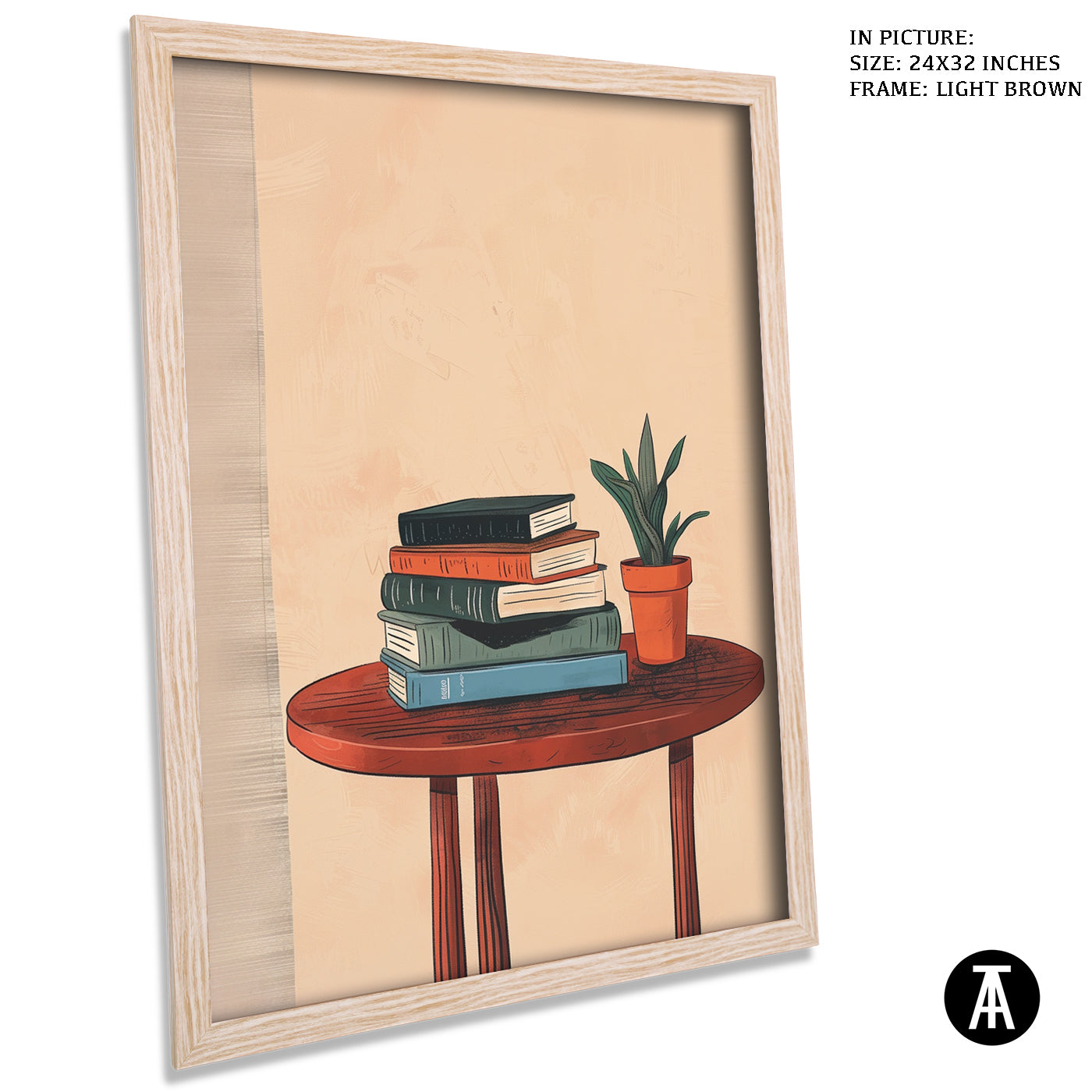 Artwork in Light Brown Frame