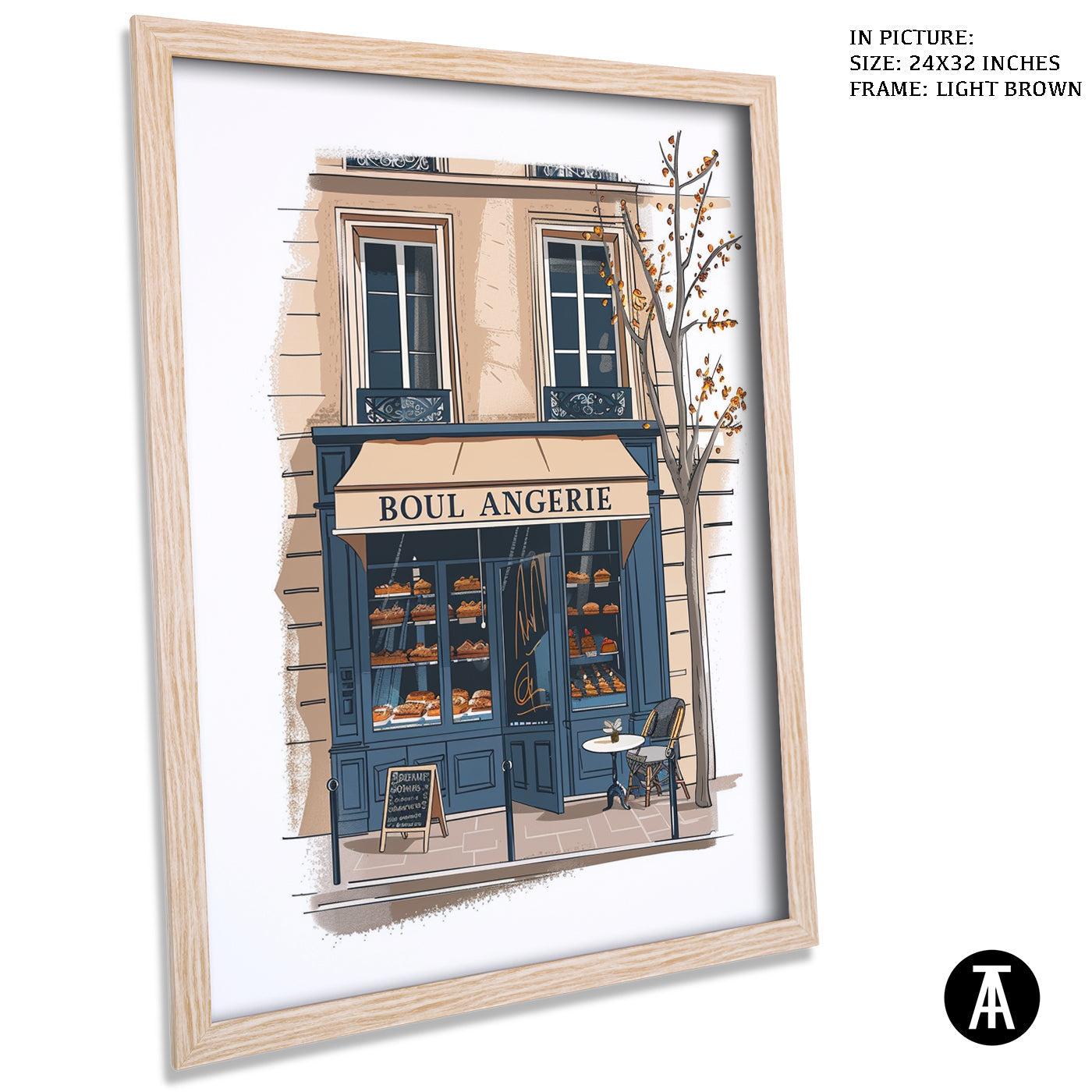 Artwork in Light Brown Frame